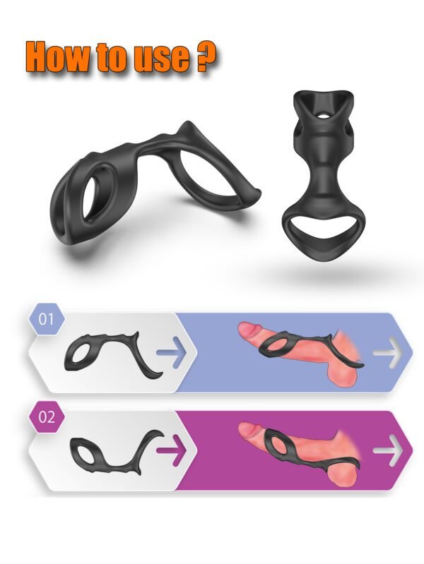 Male Prepuce Restraint Rings Chastity Penis Sleeve Delay Ejaculation Cock Ring Sets Couples Flirting Intimate Products 3pcs Ring - Image 6