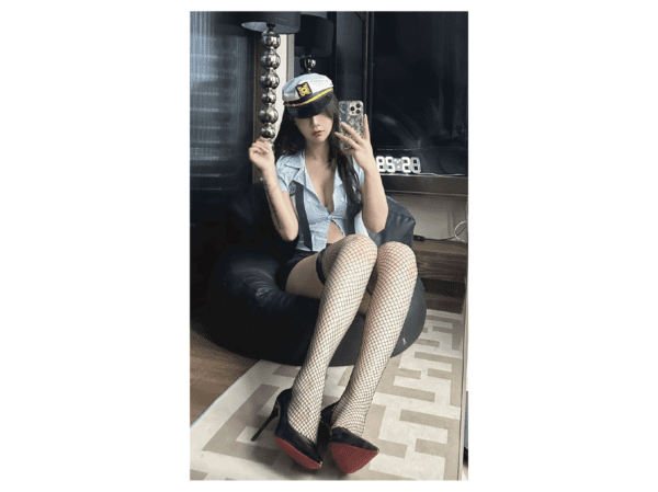 Sexy Police Officer Costume Role Play with Black Stockings - Image 4