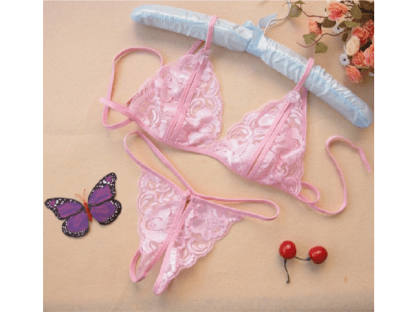 Women Sexy Lingerie Set of Underwear Panties and Bra Temptation Pink - Size M - Image 4